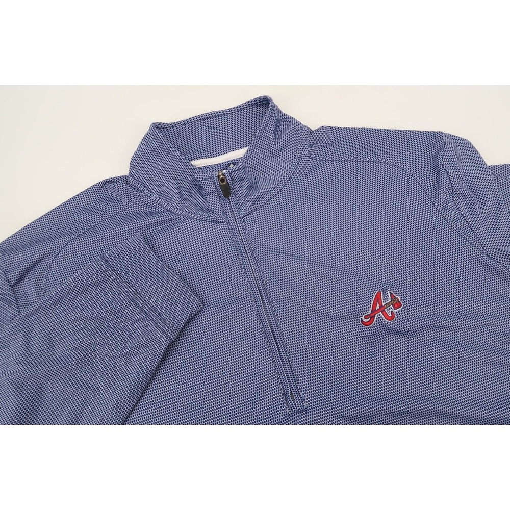 Johnnie-O Atlanta Braves MLB 1/4 Zip Pullover Mens Large Blue Performance